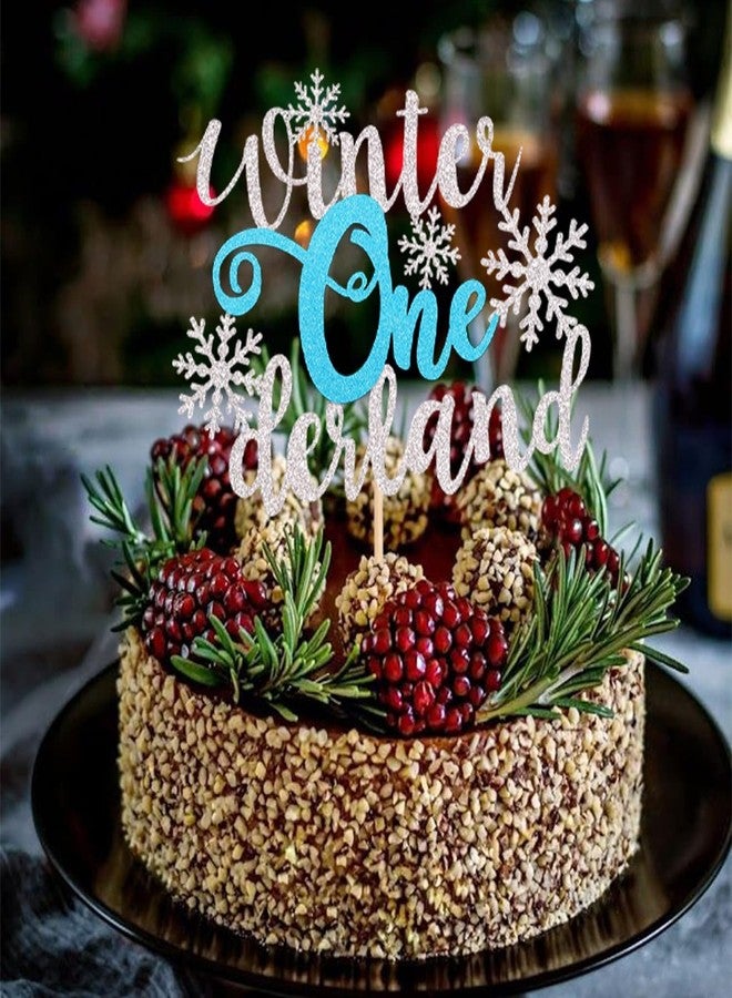 Confetti Sparkling Winter Onederland Snowflake Birthday Cake Topper - Glittery Silver and Blue Snowflake Theme Decorations for First Birthdays and Winter Celebrations (Blue) - Image 5